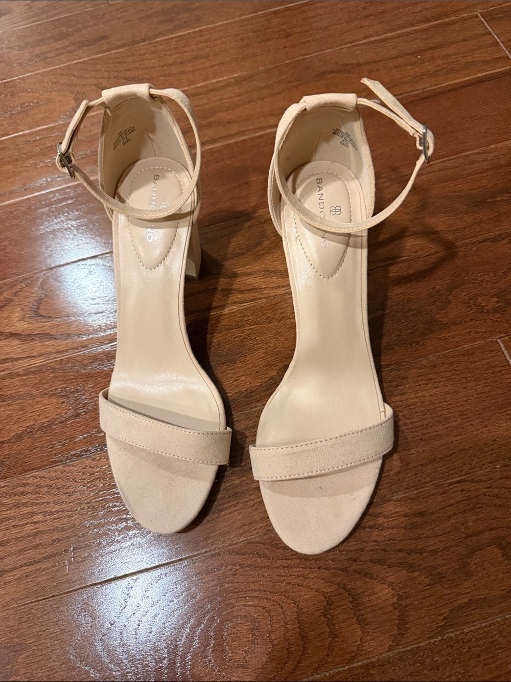 Bandolino Nude Ankle-Strap Block Heel Sandals